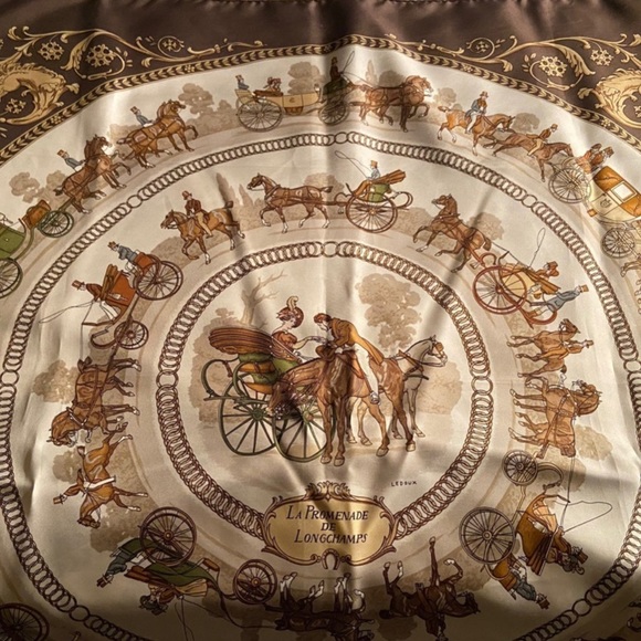 Hermes Scarf La Promenade De Longchamps Ledoux - Picture 1 of 7